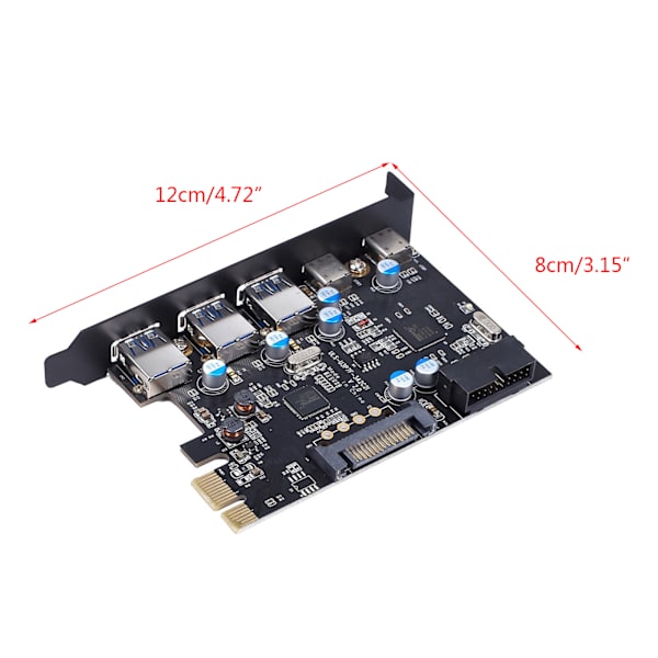 PCI-E USB3.0-kort 5-portar typ C (2) TypA (3) FL1100 Chip 5 Gbps utan extra power för stationär dator PC