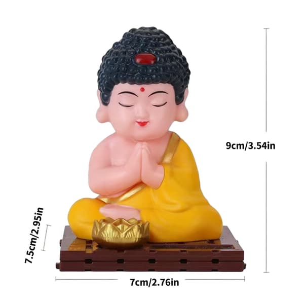Zen-stil Solar Nikker Buddha-statue Bilpynt ABS for fredelig kørsel