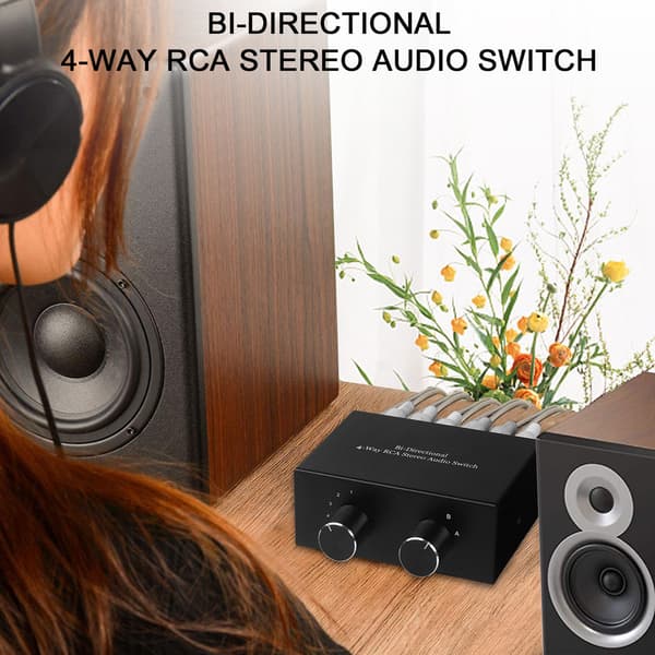 To-vejs stereo lydkontakt RCA-distributør HUB 2X4 signalvælger