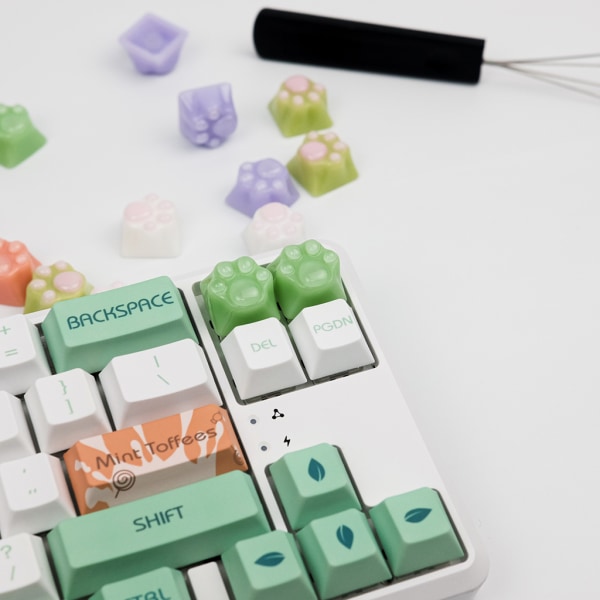 för Cat Claw Keycap Mekaniskt tangentbord Aluminium Metall Mjuk Silikon Söt Tjej Söt Rosa Enkel Transparent Keycap Green