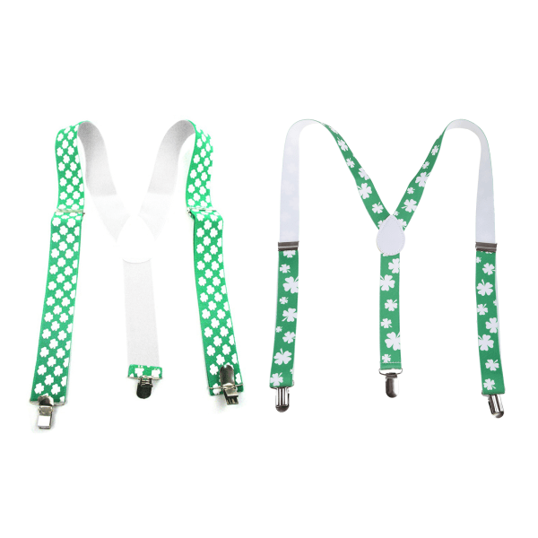 Irish Saint Patricks Day Y Rygghängslen med clips Shamrock Print Strap Bälte null - Small strap