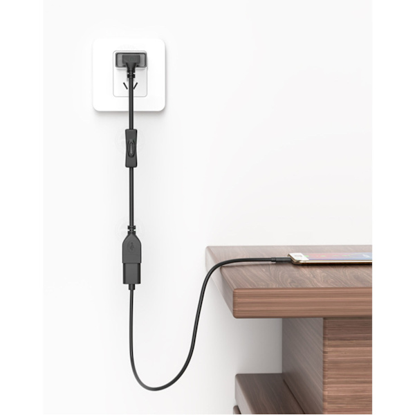 UPP Vinklad 90 grader USB 2.0 hane till hona förlängningskabel med strömbrytare ON OFF Förlängare för datormobiltelefon 200cm