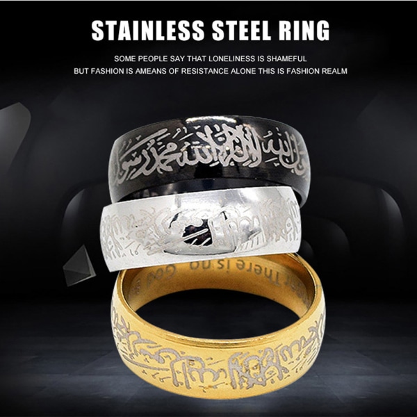 för titan stålringar Fashionabla koranen meddelanderingar muslimska religiösa knogringar islamisk arabisk gud ring smycken Silver - 8