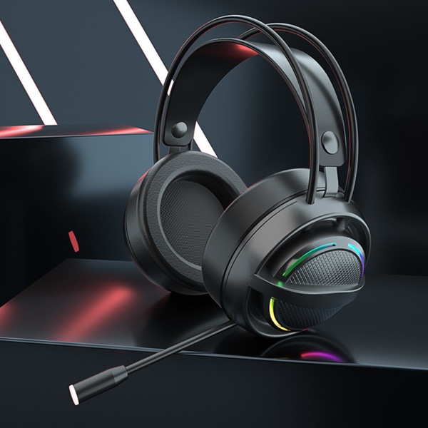 PSH-100 Gaming Headset med mikrofon RGB trådbundna hörlurar 7.1 Surround Sound Datorspel Hörlurar för PC Laptop White