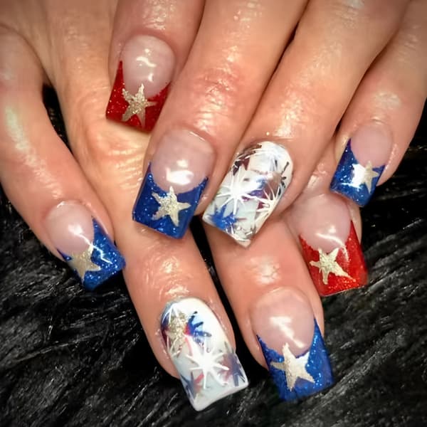1Set Press on Nail Independence Day Artificial Glues on Nail Square False Nail