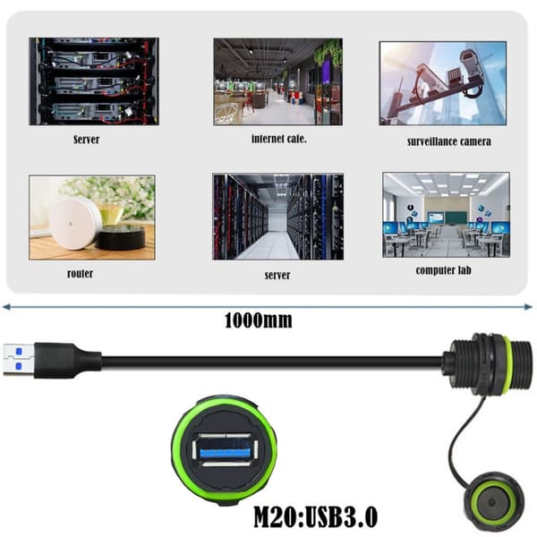 Vandtæt USB3.0 Panelmonteringskabeladapter 5Gbps Høj Hastighed til Industriel Brug