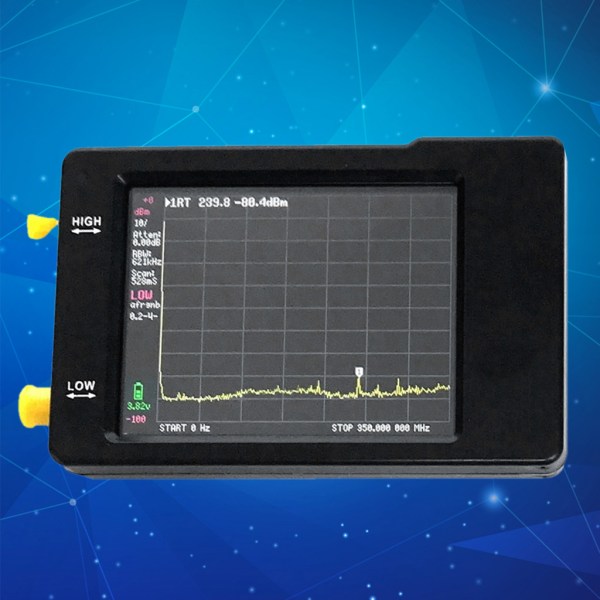 Handhållen Tiny Spectrum Analyzer TinySA 2,8 tums pekskärm 100kHz till 350MHz frekvensanalysator med två ingångar
