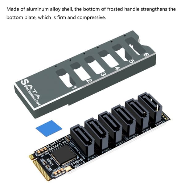 6-Portars Snabb SATA6G Expansionskort PCIe3.0 För Datalagringssystem