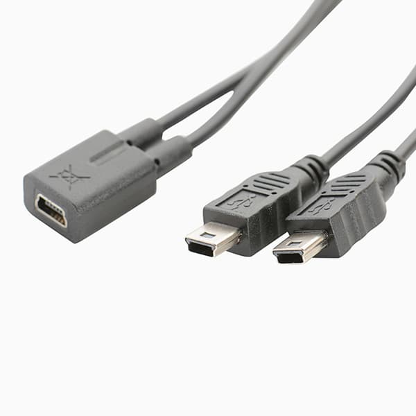 USB 2.0 Mini 5-benet højhastigheds hun til dobbelt han konverter opladerkabel