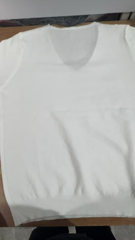 Dame V-hals Strikket Sweater Afslappet Løs Langærmet Pullover Jumper Toppe White M