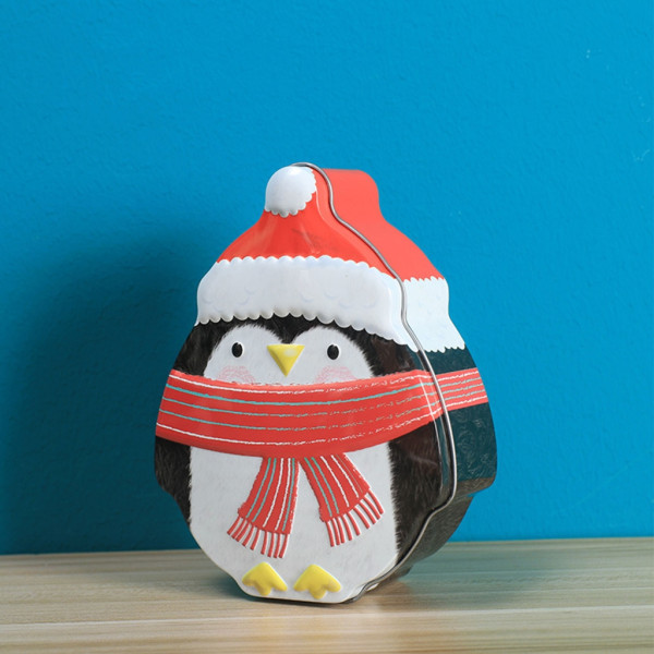 Julgodispresentförpackning med lock Xmas Tree Penguin Organizer för julhelgsfestfavoritförpackning C