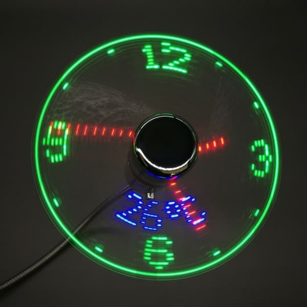 Urventilator Tid Temperatur Display Metal Miniventilator USB Strøm LED Urventilator