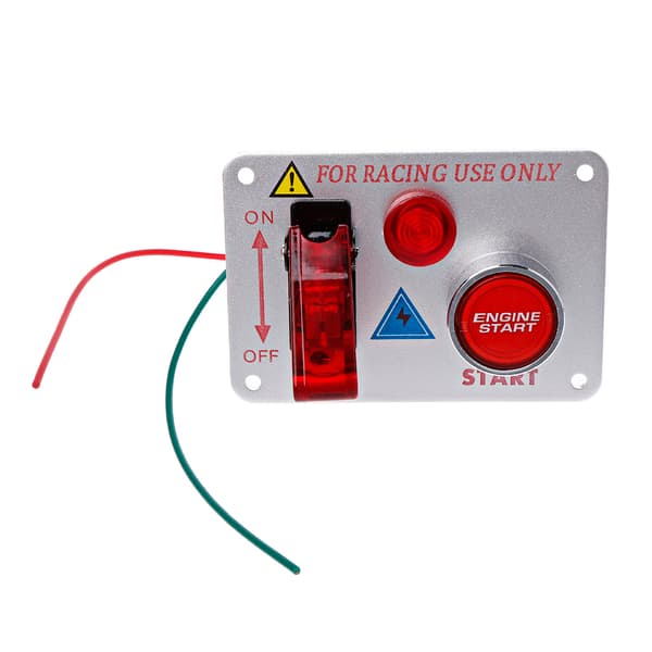 12V Racingbil Motor Start Trykknapp Tenningsbryter Panel Rød LED Vippebryter