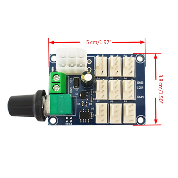 Flerkanalig fläktmotor hastighetsregulator PWM hastighetsregulator 12V 2A för PC-dator Chassifläkt