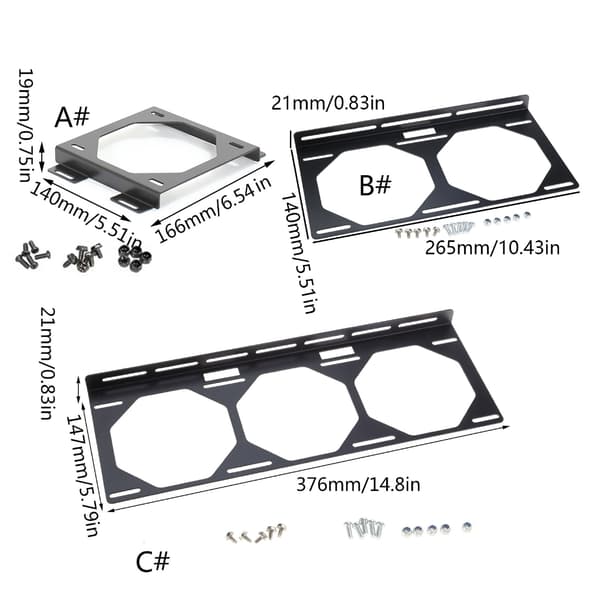 Computerkølerblæser DIY monteringsbeslag til 120MM 12CM 24CM 36CM blæser C