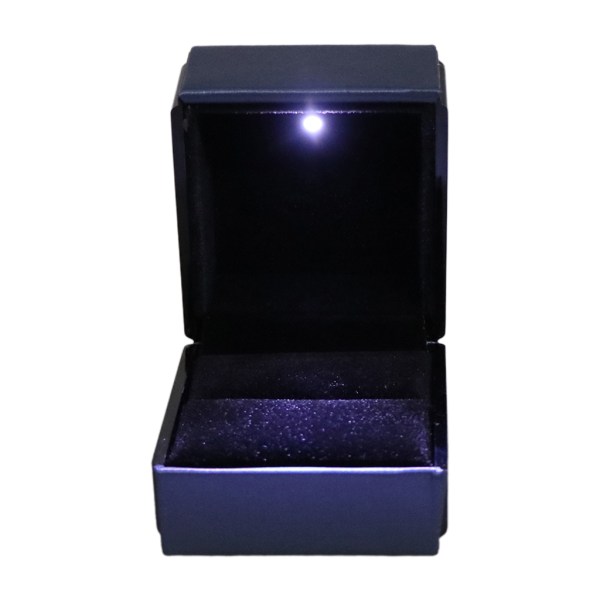 LED Upplysta Ringar Box Smycken Display Presentbox Förslag Bröllop Förlovningsring Box Fyrkantiga örhängen Förvaringshållare Box Blue