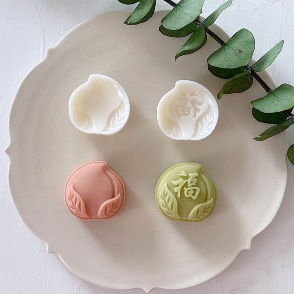 25g söta persikaformade bakverksformar Mooncake- molds Mooncake-stämplar Handtryck