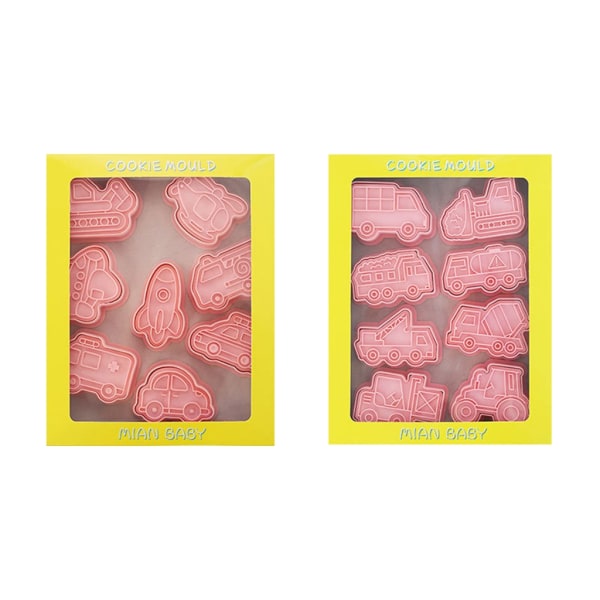 16 st Mors Dag Tecknad Bil Kakformar Hushålls DIY Bakverktyg 3D Degpressning Fondant Handgjord Kakform