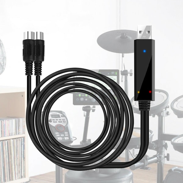 USB IN-OUT MIDI-kabel One In One Out-gränssnitt Linjekonverterare PC till musiktangentbord Adaptersladd 2 meter Längd