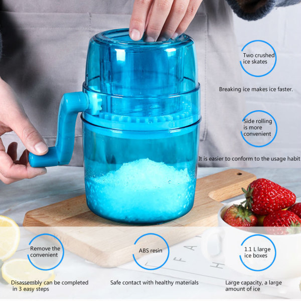 Manuell Ice Crusher Handvev Rakapparat för att göra drycker Hushållssnökotte eller Slushies Fine Chips Snow Cone Maker