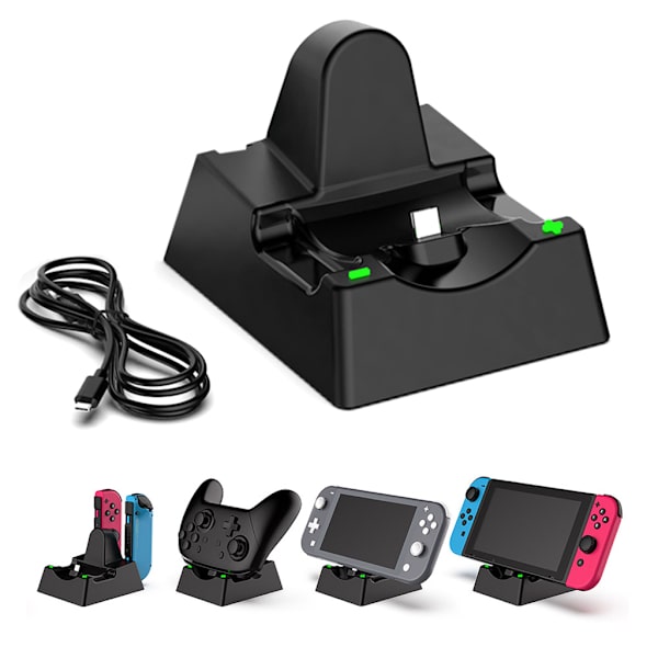 Laddningsdocka för Switch/Lite/Joy-Con/ PRO Compact Charger Stand Station med LED-indikator och typ C laddningskabel