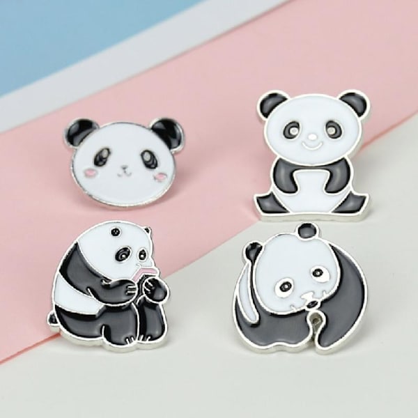 Jul Brosch Pin Legering Tecknad Panda Märken Brosch Pins Smycken för Kläder Väskor Hatt Tillbehör DIY Hantverk Material
