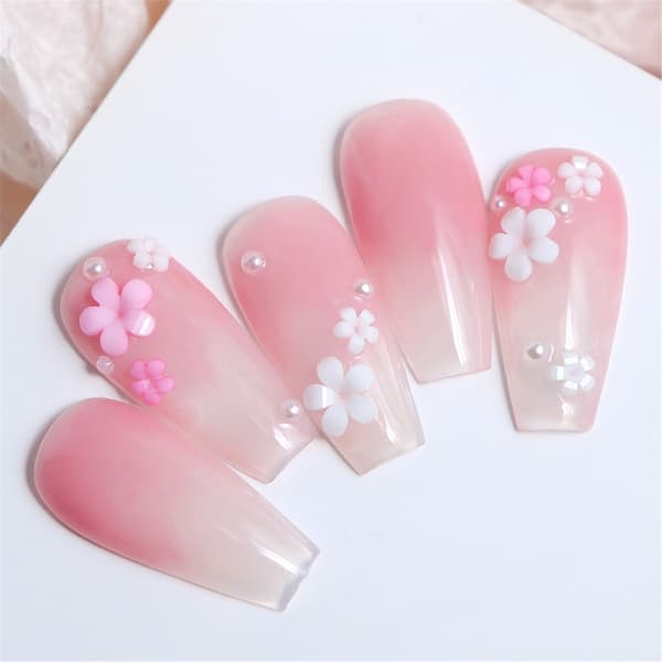 Blomsternaglar Konst Strass Blommande Kronblad Nagelpärlor, 3D Blomsternagelberlock