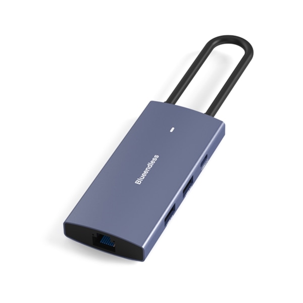 USB C Dockningsstation 6 i 1 Hubs Adapter med HDMI-kompatibel 2.0+USB3.0 Port+PD3.0+Gigabit Ethernet Dockningsstation Blue