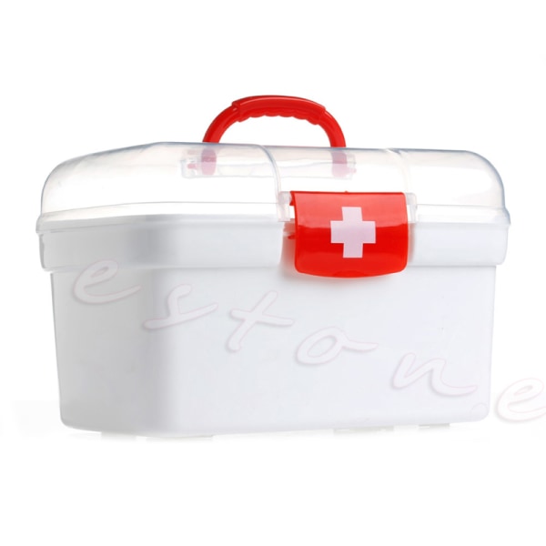 Dubbla lager för Health Box Medicin Bröst Handtag First Aid Kit Förvaring Organisera