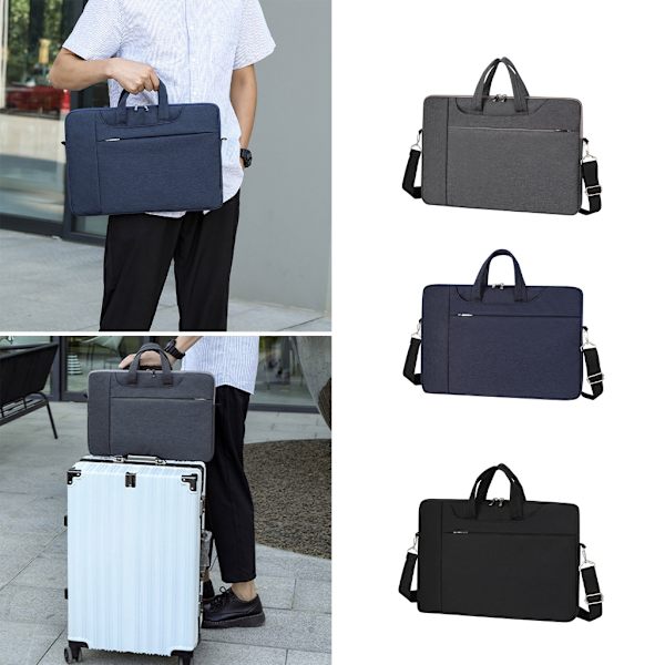 Slim Notebook Portfölj Handväska Business Väskor för 13-15,6 tum bärbar datorväska Stänksäker bärbar med axelbälte Blue 13 inches