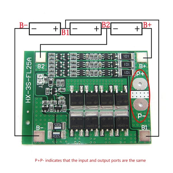 Litiumbatteri 18650 Lader PCB 3S 25A For Drillmotor 12V Balansemodul