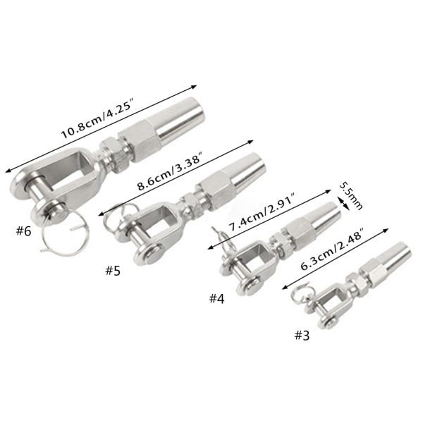 4st Kabelräckessats Swage Toggle Spänne Hårdvara 316 Rostfritt stål för trästolpe Trätrappor Däckkabellinjer 6mm