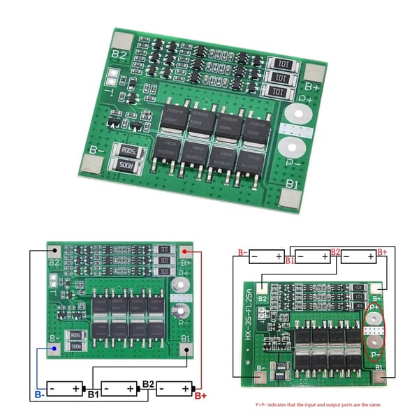 Litiumbatteri 18650 Lader PCB 3S 25A For Drillmotor 12V Balansemodul