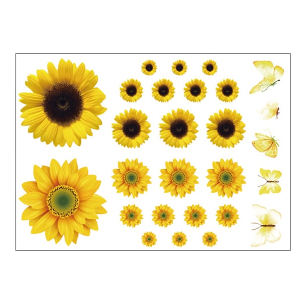 Vattentät 3D Fjäril Tapet Solros Väggdekal Avtagbar Blomma De