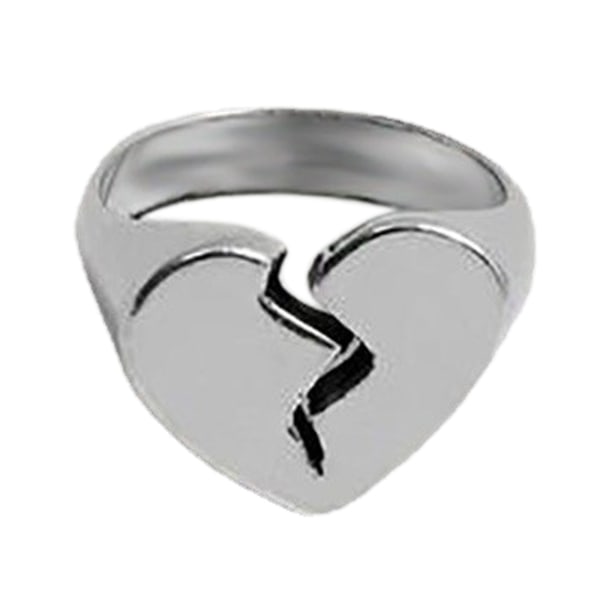 Snygg hjärta Förlovningsring Brutet hjärta Finger Statement Ringar Mode Alla hjärtans smycken Present till flickvänspar Silver - 1