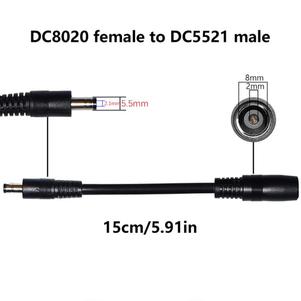 DC5521 5.5mmx2.1mm Han-stik til DC8020 Hun-adapter til solpanel