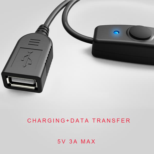 Data Sync USB 2.0 förlängningssladd USB -förlängningskabel med ON OFF-knappindikator för Raspberry Pi PC USB -fläkt LED-lampa 50cm