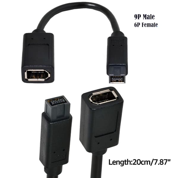 IEEE 1394 6-bens han-hun til 1394b 9-bens han-adapterkabel til digitalkamera
