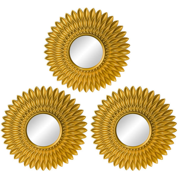 Guld Spejle til Vægdekoration Sæt med 3 Hængende Ornament Kunsthåndværk Forsyninger