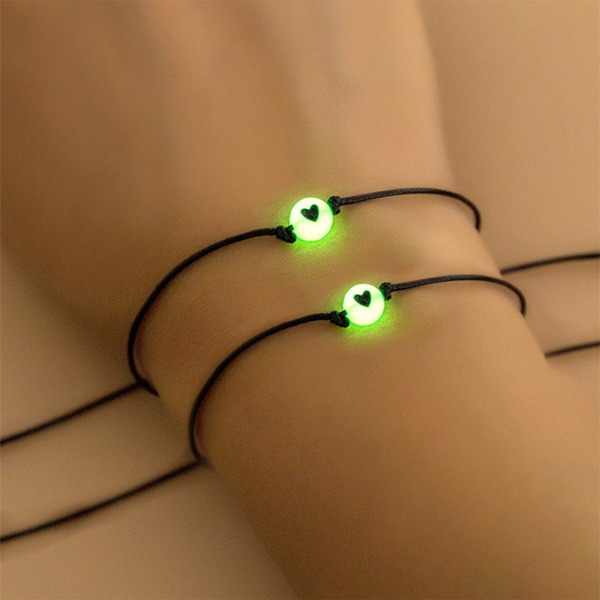 Flätat hjärtformat armband med för önskekort Glow-in-Dark Armband Armband för kvinnor Flickor Vänskap Smycken Gif
