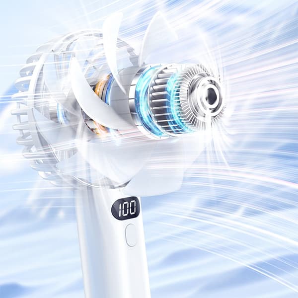 Kraftfuld håndholdt ventilator til studerende og rejsende, transparent lommeventilator