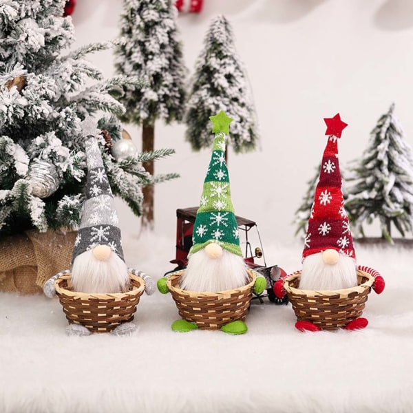 Jultomte Ansiktslös för docka Godiskorg Holiday Gnome Handmade Swedish To Red