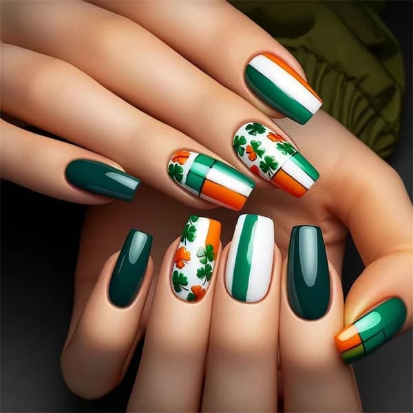 Medium Grøn Shamrock Tryk på Negle Patrick's Dag Manicure Kunst Tilbehør