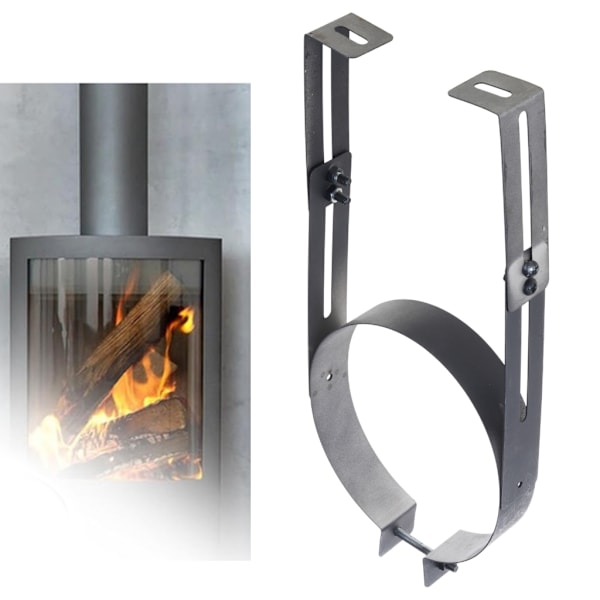 Multifunktionelle skorstensrørsklemmer, justerbart rustfrit stål, 150 mm, sort