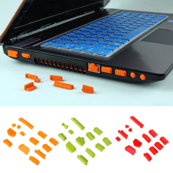 13st/ set Färgglad Silikon Laptop Anti Dust Plug Cover Stopper Universal Dammtät Orange