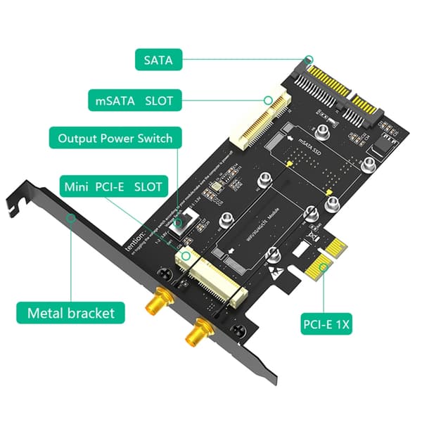 Mini PCIE til Mini PCIE til PCIE 1x og MSATA SATA3 Konverter Adapterkort