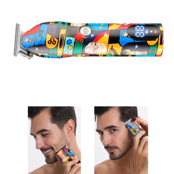 LCD Display Mænd 2 i 1 Graffitis Hårklipper Barbermaskine Sæt med 5 Kamtilbehør