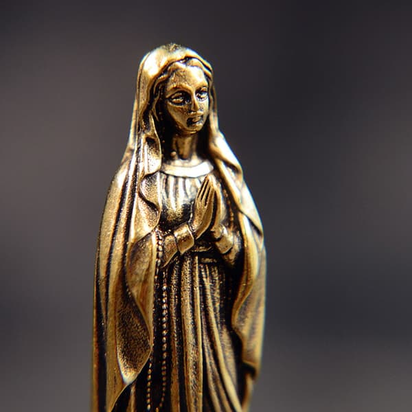 Antikk Messing Velsignet Hellige Mor Statue for Hellig og Kunstnerisk Rom