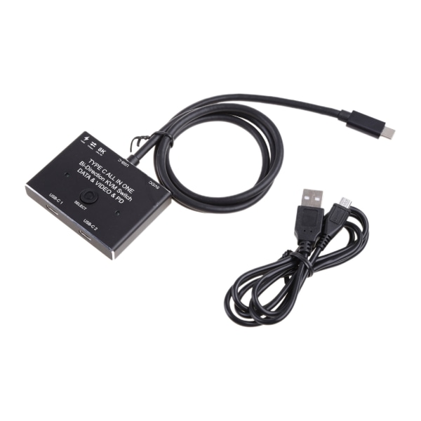 KVM Typ C Tvåvägsswitch 1x2/2x1 USB 3.1 USB c Splitter Data Video Switcher 8k 60Hz PD100W för PC Monitor Mobiltelefon