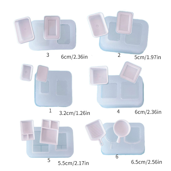Miniatyr Dessertbricka Form Miniatyrmatlek UV-hartsform för DIY-kök 6 styles